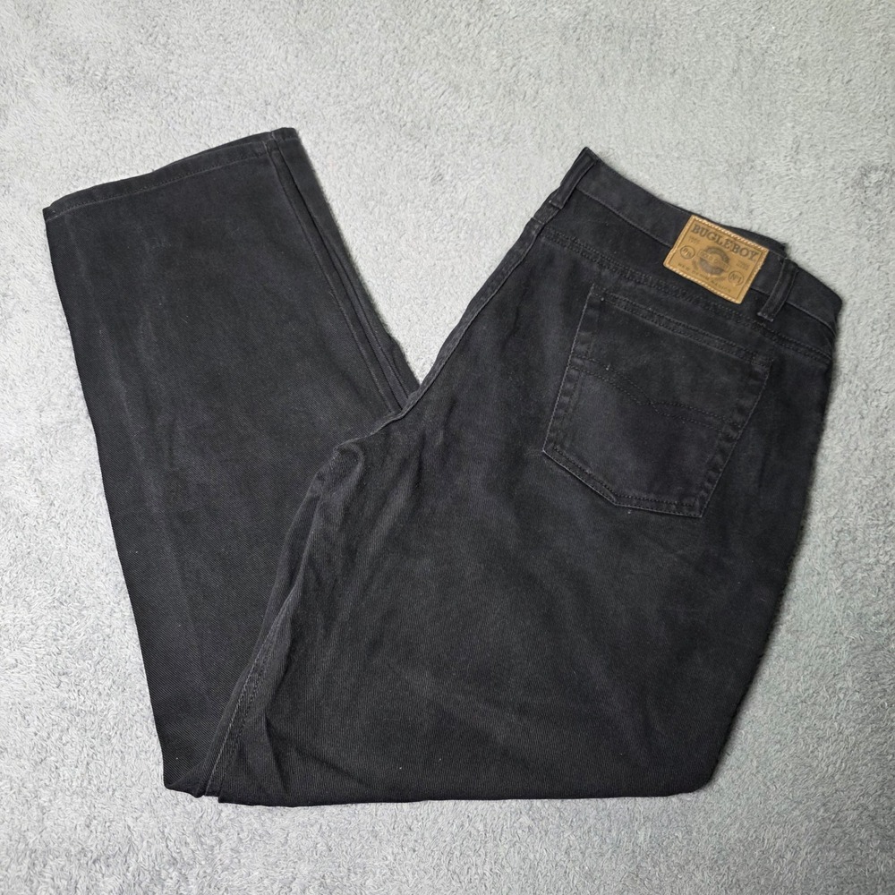 Bugle Boy Mens 38x32 Jeans Black Gold Crest Series Relaxed Straight Cotton Denim